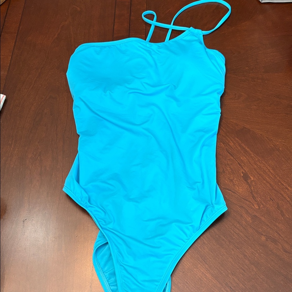 NWT La Blanca Women's Island Goddess One Shoulder One Piece Swimsuit, Azul - 16 - Picture 4 of 5